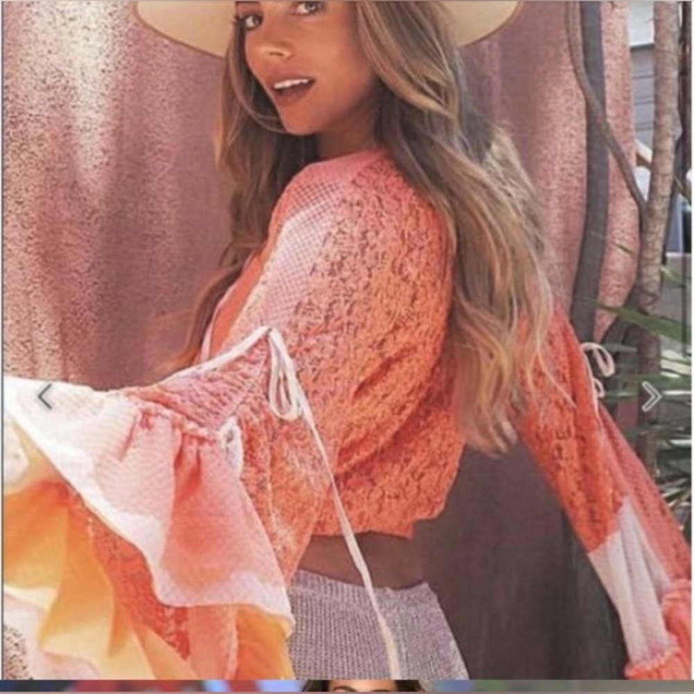 We Are HAH Kim on Lace Top Coral Beach size small